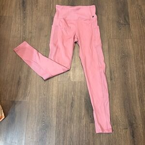 Marika Ivanna Pink Ribbed High Waist Yoga Leggings with Pockets‎